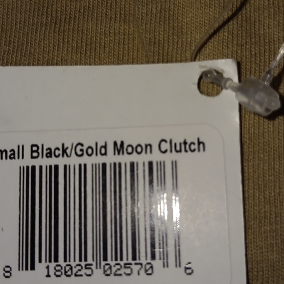 NWT SSEKO SMALL MOON CLUTCH BLACK AND GOLD - Picture 4 of 4